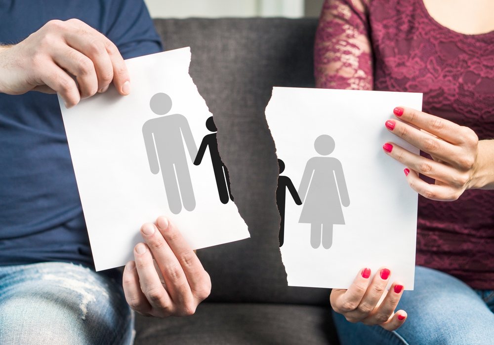 Illustration of a family separating, representing a custody dispute